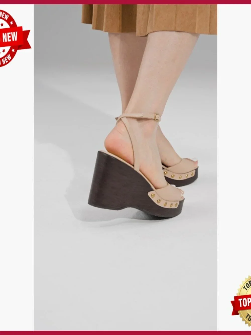 Wedge Sandals Platform Square Toe Ankle Strap Buckle Studded Dressy Summer